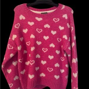 Pink Heart Pattern Sweater